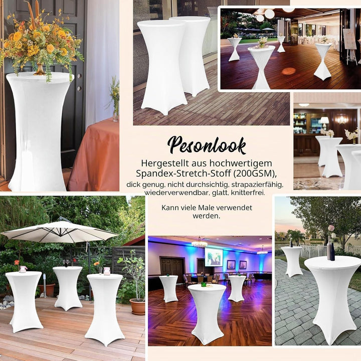 Pesonlook 6er-Set Stretch Stehtisch Husse für Bistrotisch Ø 80-85 cm Elegante,Verstärkung im Fussber