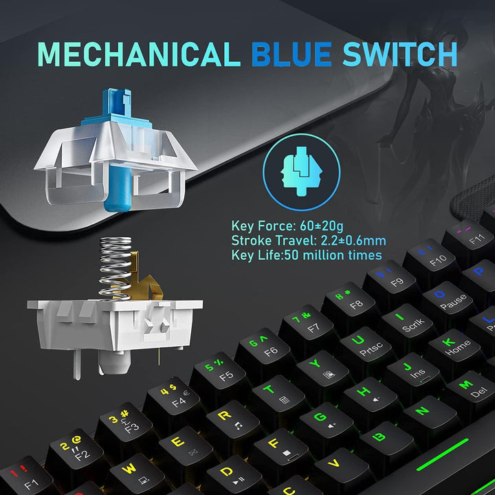 Mini 60% Gaming-Tastatur Kabelgebundene mechanische Keyboard, Kompakte Tragbare 62 Tasten, UK-Layout