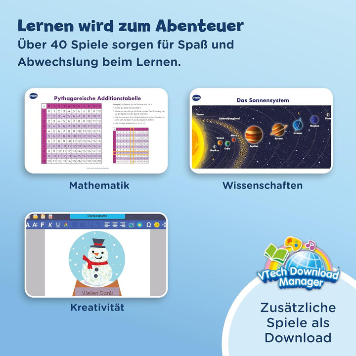 VTech Genio Lernlaptop XL – Lerncomputer mit grossen 7"-LCD-Bildschirm mit Internetzugang, Textprogr