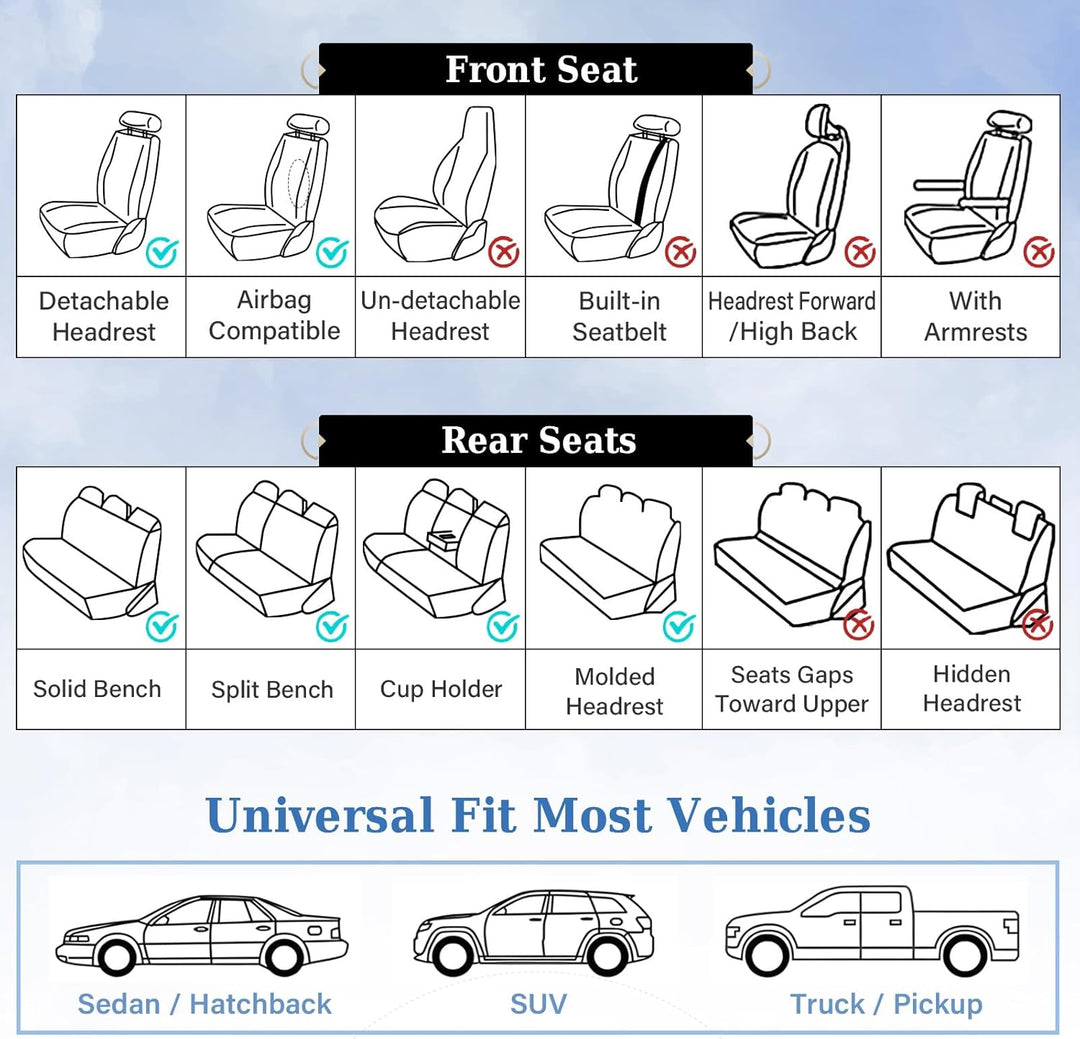 FLORICH Autositzbezüge Leder, Vorder- und Rücksitzbezüge, 5 Stück, komplettes Set, universell passen