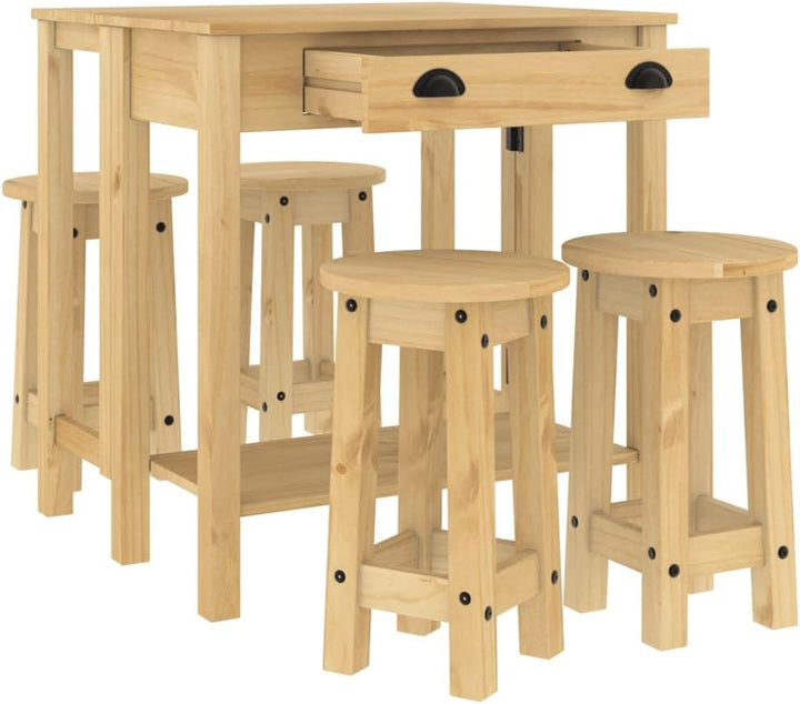 vidaXL Bar Set 5-TLG., Bartisch mit 4 Barhocker, Stehtisch Bistrotisch Barstühle für Esszimmer Küche