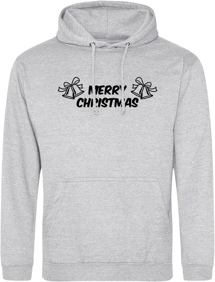 huuraa! Unisex Hoodie Merry Christmas Glocken Pullover Vegan Grösse S Heather Grey mit Motiv zu Weih