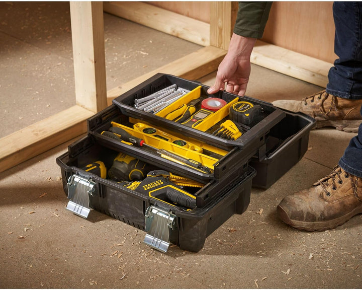 Stanley FatMax Cantilever Werkzeugbox (18 Zoll, 46 x 32 x 24 cm, Koffer für Werkzeuge, Box mit ausla