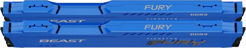 Kingston FURY Beast Blau 16GB (2x8GB) 1600MHz DDR3 CL10 Desktop Speicher Kit mit 2 KF316C10BK2/16 Bl