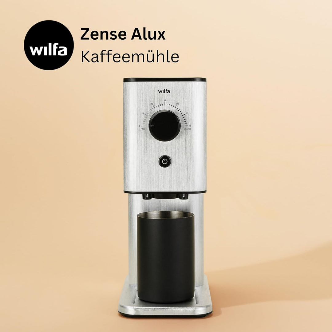 Wilfa ZENSE ALUX Kaffeemühle - 30 Mahlgrade - 40mm Edelstahl-Flachmahlwerk - Antistatik - luftdicht