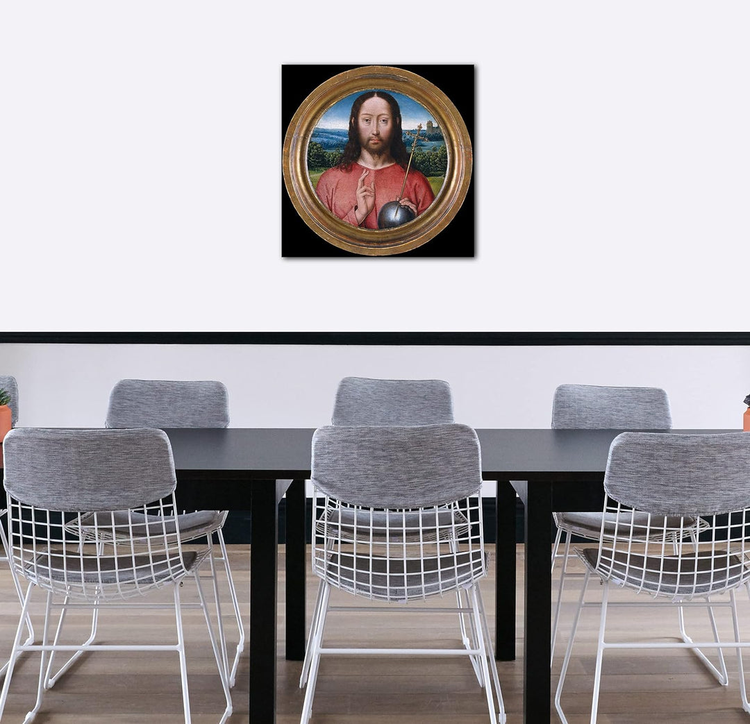 Printed Paintings Leinwand (60x60cm): Werkstatt von Hans Memling - Salvator Mundi 60x60 cm, 60x60 cm