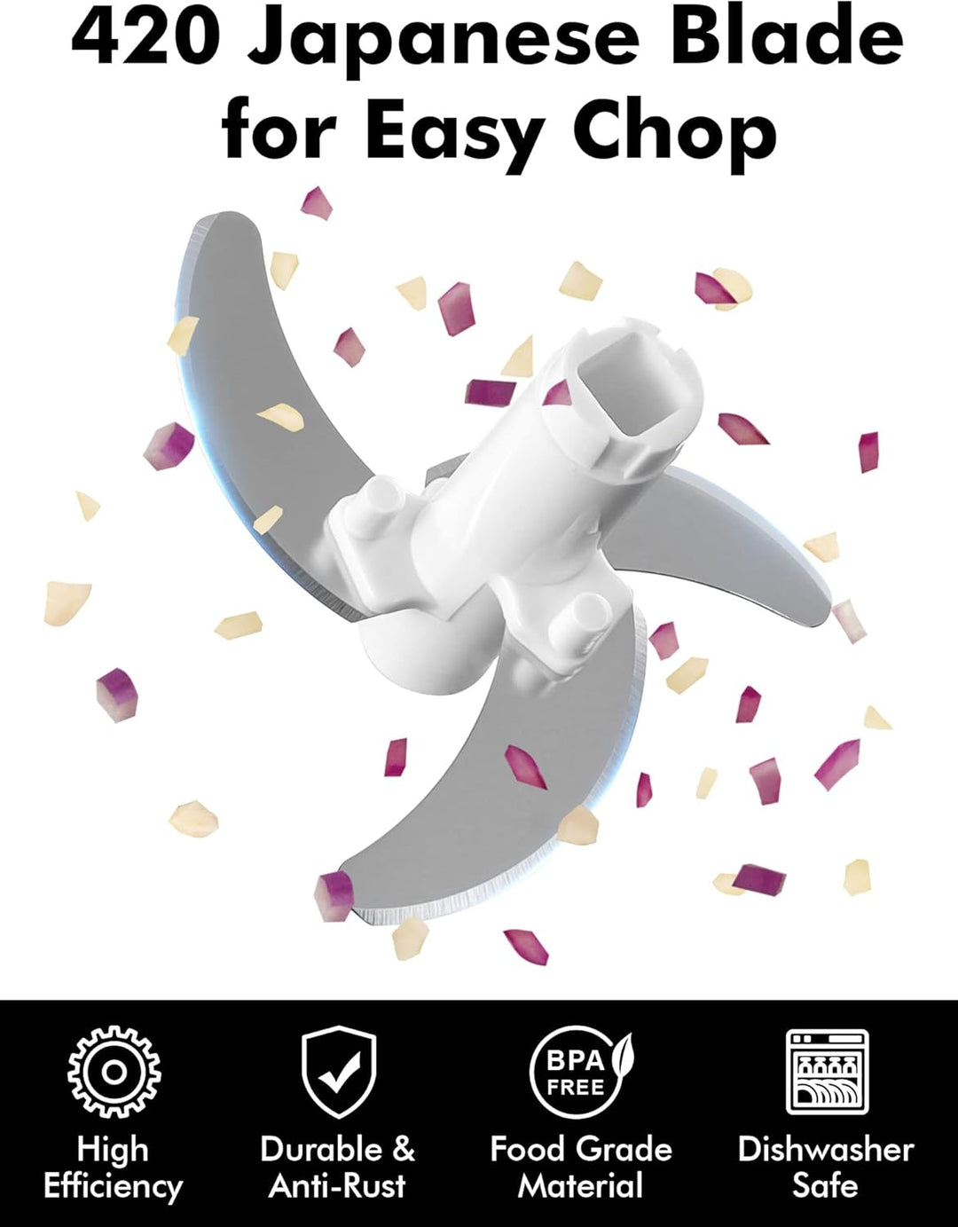 GDL Zwiebelschneider, 800ML Zwiebel Zerkleinerer mit Edelstahlklingen, Multizerkleinerer Gemüseschne