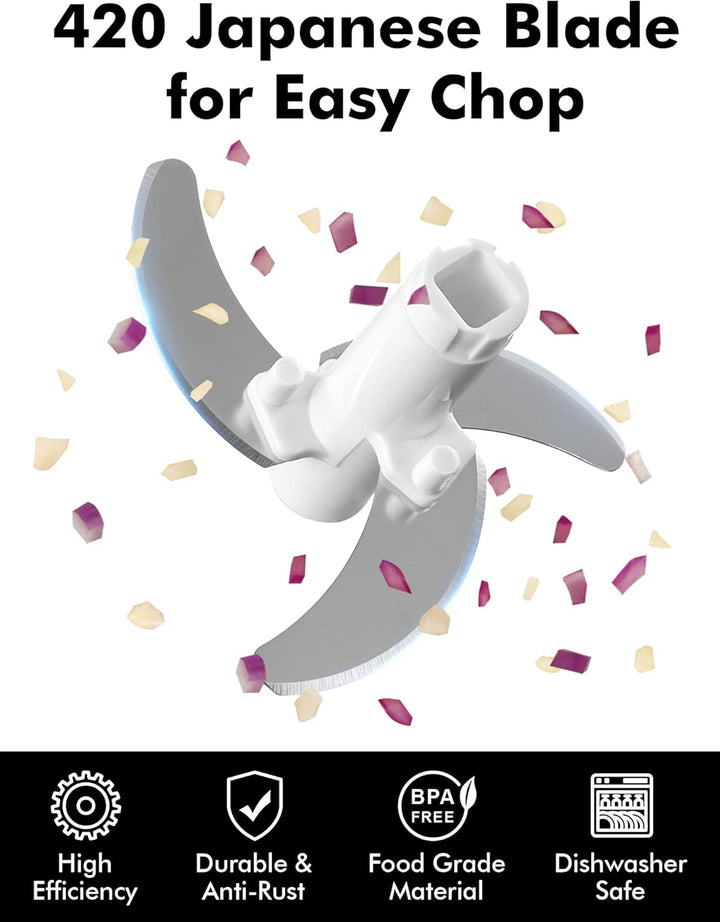 GDL Zwiebelschneider, 800ML Zwiebel Zerkleinerer mit Edelstahlklingen, Multizerkleinerer Gemüseschne
