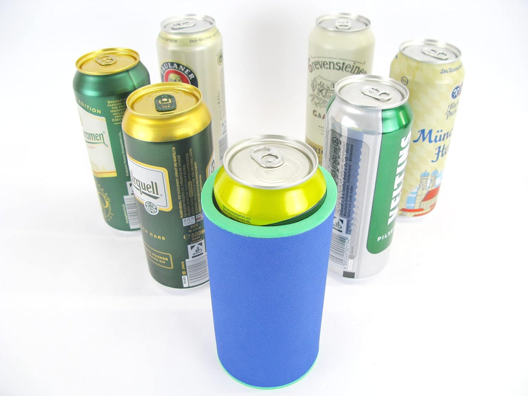 5er Set Blaue Getränkekühler 0,5l Dose - Bierkühler - Neoprenkühler - passgenau ~Dosenkühler~ für al