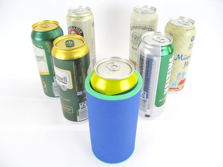 5er Set Blaue Getränkekühler 0,5l Dose - Bierkühler - Neoprenkühler - passgenau ~Dosenkühler~ für al