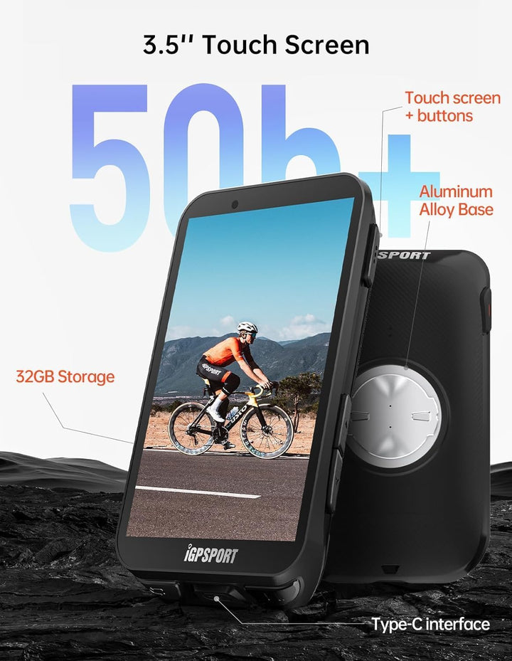 iGPSPORT iGS800 Fahrradcomputer GPS, 3.5" Touchscreen mit 32GB Offline-Kartennavigation, 50 Hours Fa