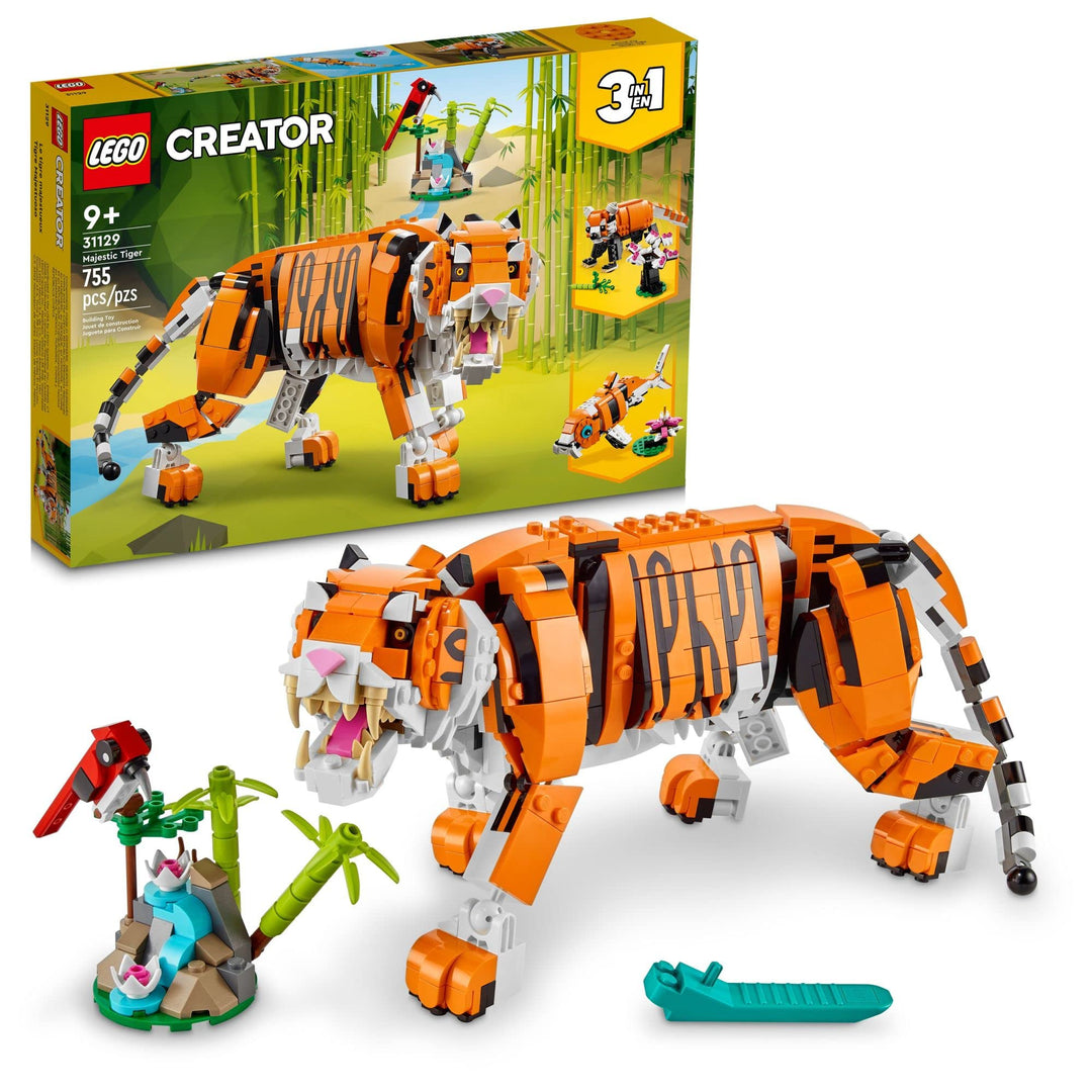 LEGO Creator 3in1 Majestic Tiger 31129 Building Kit; Animal Toys for Kids, Featuring a Tiger, Panda