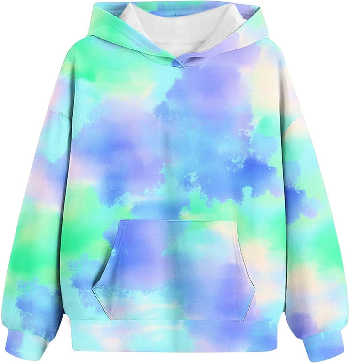 EMATOP Mädchen Batik Hoodie Freizeit Langarm Kapuzenpullover Winter Baumwolle Sweatshirt mit Kapuze