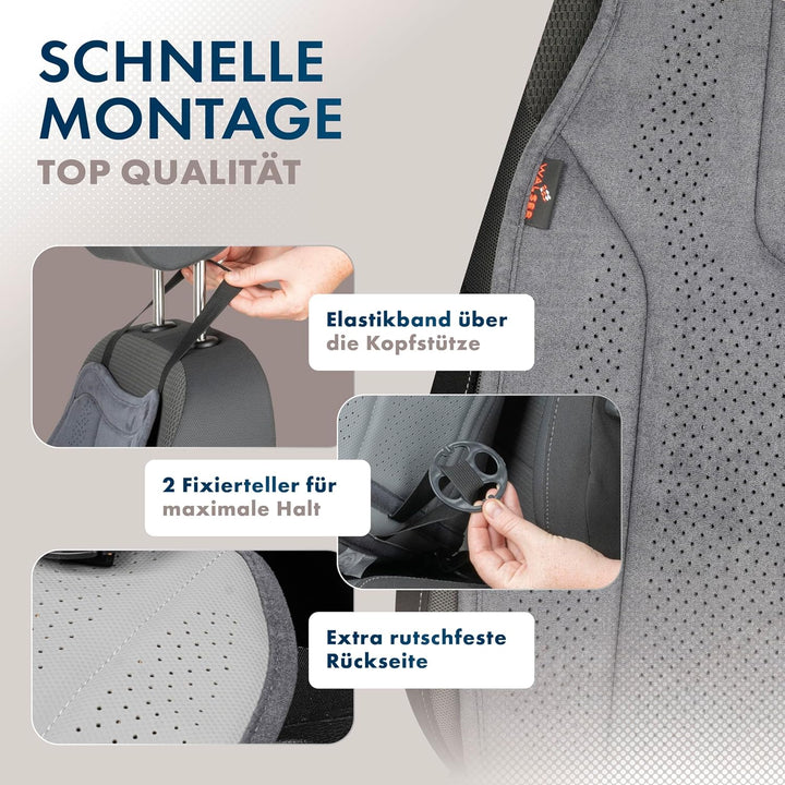 Walser Premium Sitzauflage Auto Nubo, 2 Sitzschoner Auto anthrazit, hochwertige Autositzauflage 2 St