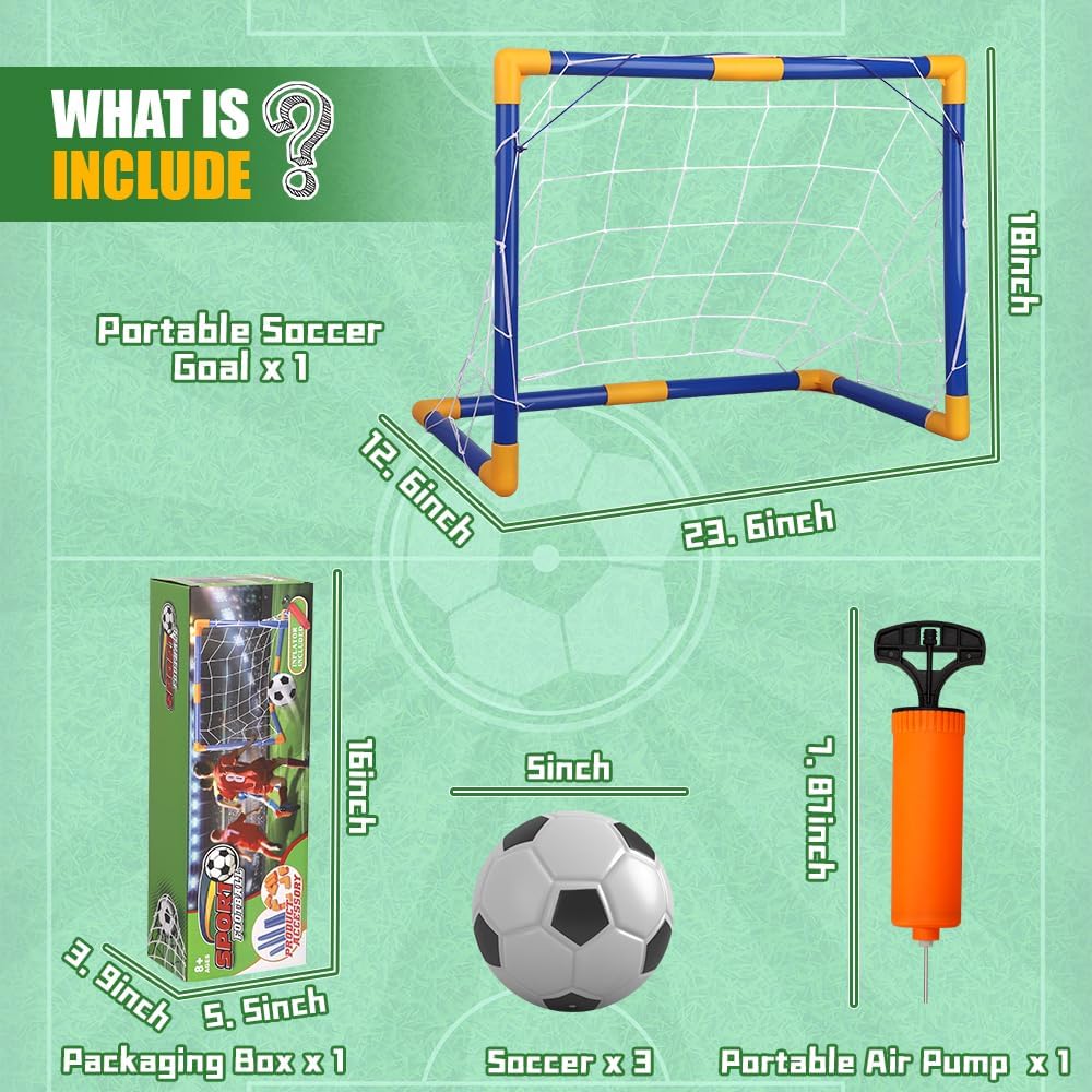 Fussball Tor Set für Kinder und Jugend, tragbare Fussball Tor Trainingsgeräte, Mini Netz mit Fussbal