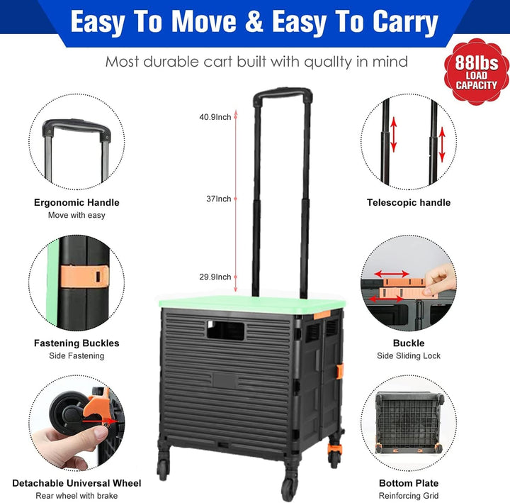 Einkaufstrolley, Klappbar Transport Trolley, Shopping Cart, Trolley mit Deckel, Faltbar Einkaufstrol