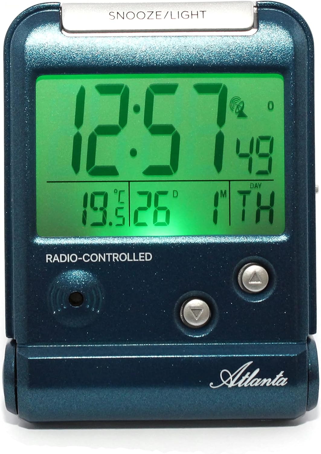 Atlanta Funkwecker Digital LCD-Anzeige Reisewecker mit Klappe Temperatur Rot - 1806/5