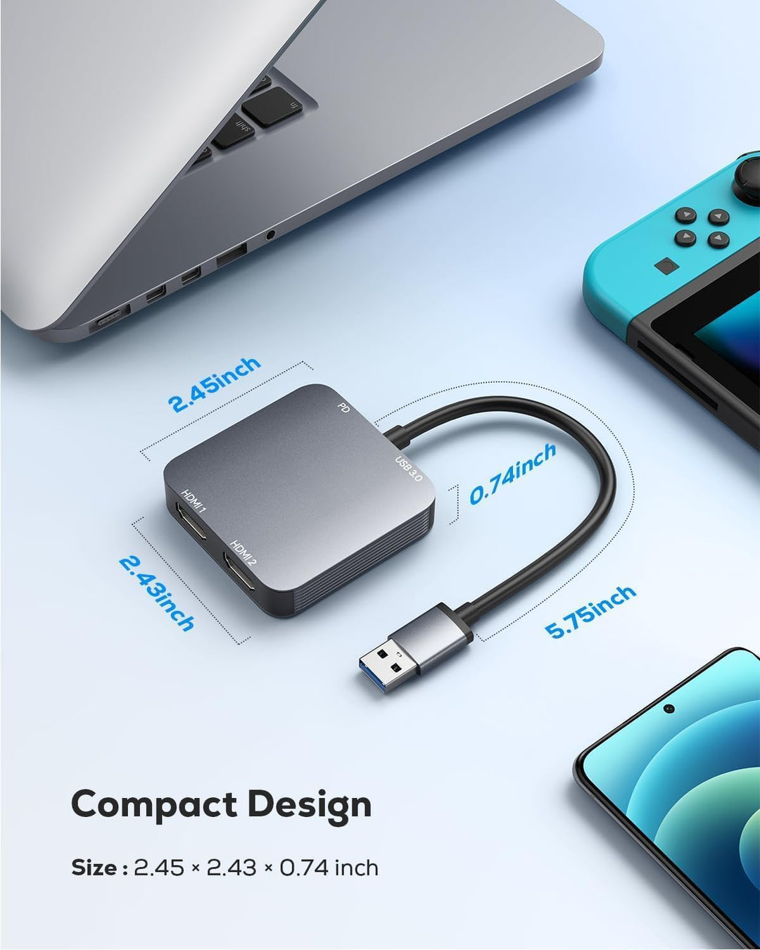 ABLEWE USB 3.0 USB Hdmi Adapter, HDMI zu USB Audio Video Grafikkonverter Kabel für Laptop Monitor De