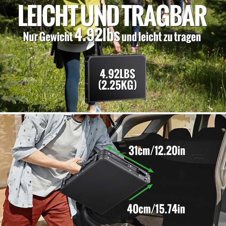 GARLLEN Campingtisch klappbar, 58x40cm & 3 einstellbare Höhen(26/48/70cm), Klapptisch Camping Tisch,