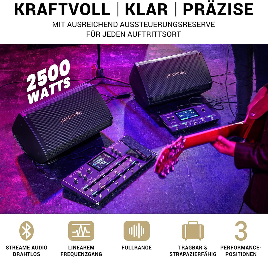 HeadRush FRFR112 MKII 2500W E Gitarre und Bass Verstärker, 12" Fullrange linearer Frequenzgang Bluet