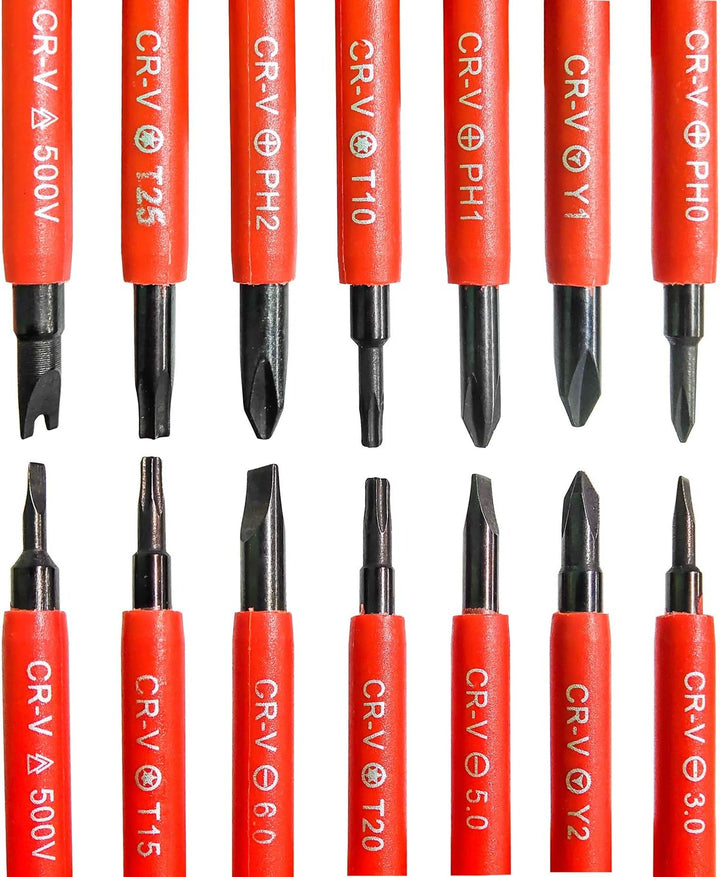 Isolierter Schraubendreher Satz Magnetic 14 in 1 Multifunktionales Kompakt Elektriker Wartungswerkze