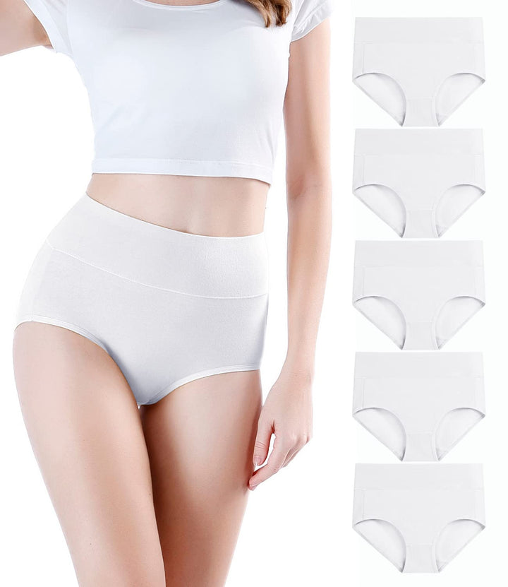 wirarpa Damen Unterhosen Baumwolle Unterwäsche Slips Damen Hohe Taille Taillenslip Weich Frauen 5er