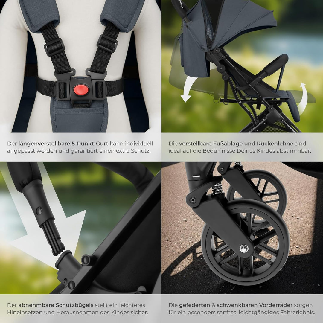 tectake® Buggy Kinderwagen von 0 bis 3 Jahre, Wagen für Baby Erstausstattung Neugeborene und Kinderb