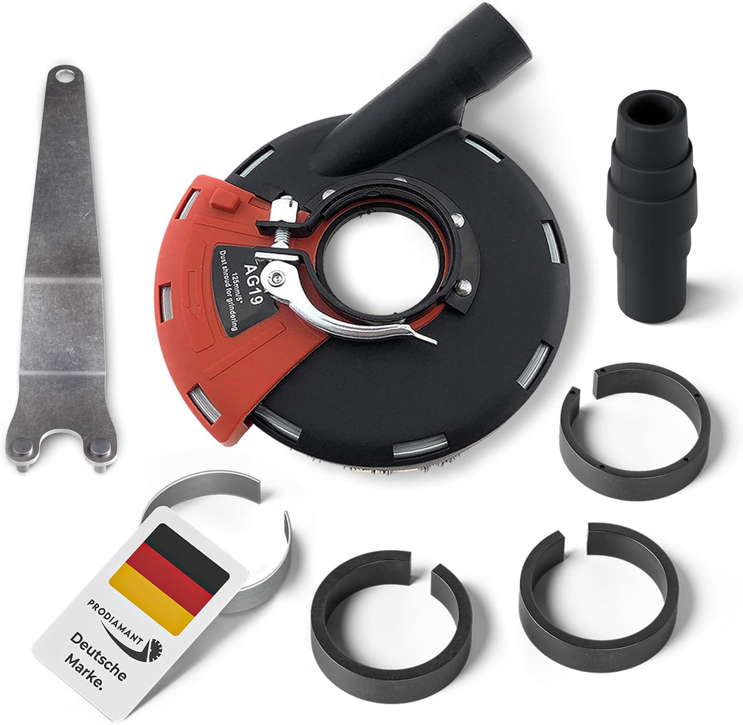 PRODIAMANT Absaughaube Schleiftopf 125mm für Winkelschleifer zum Staub-Absaugen beim Schleifen mit D