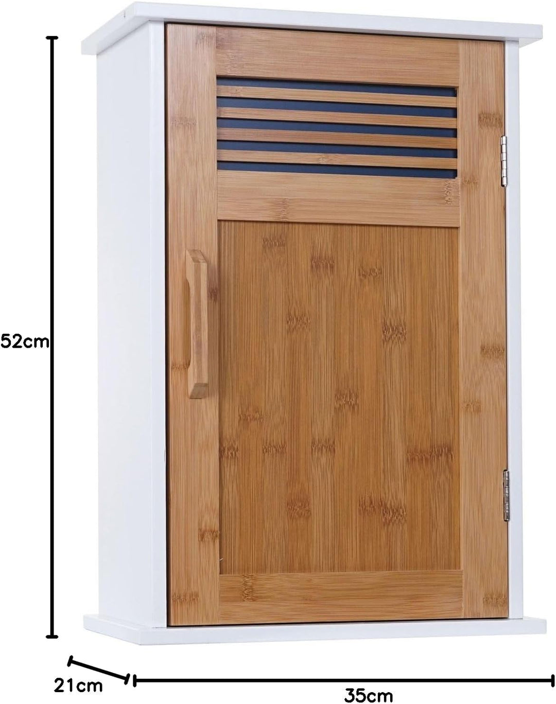Mendler Hängeschrank HWC-A85, Badschrank Wandschrank Bambus, 52x35x21cm weiss