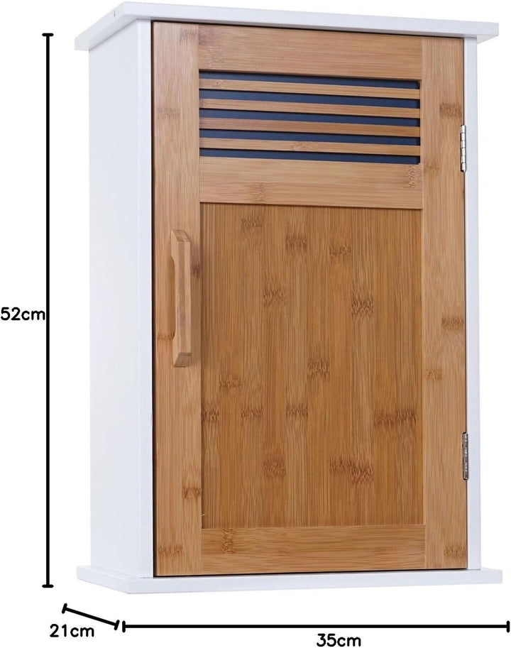 Mendler Hängeschrank HWC-A85, Badschrank Wandschrank Bambus, 52x35x21cm weiss