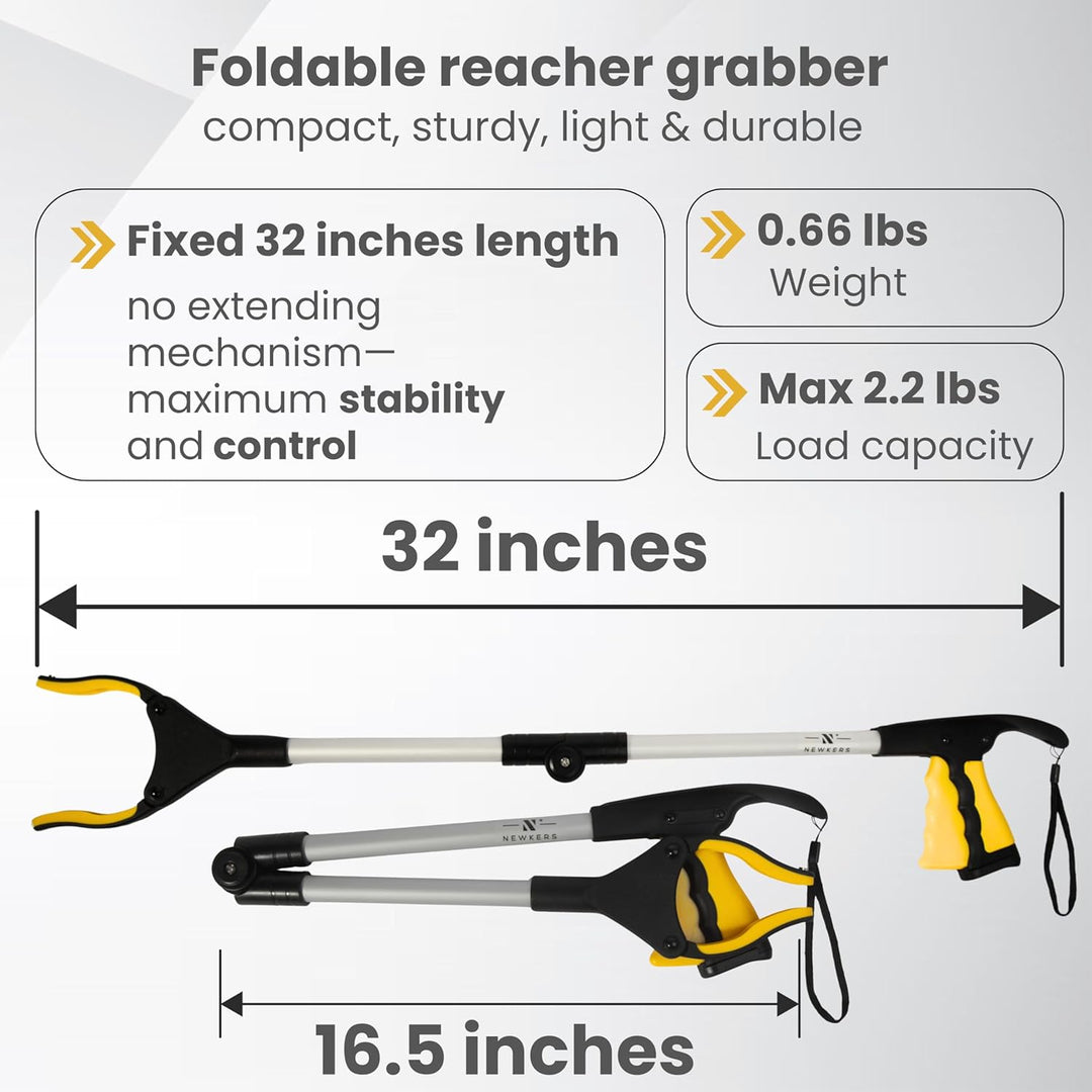 Greifzange für Senioren [80 cm] faltbarer Greifer zum aufheben | Reacher aus Aluminium | Müllzange 3