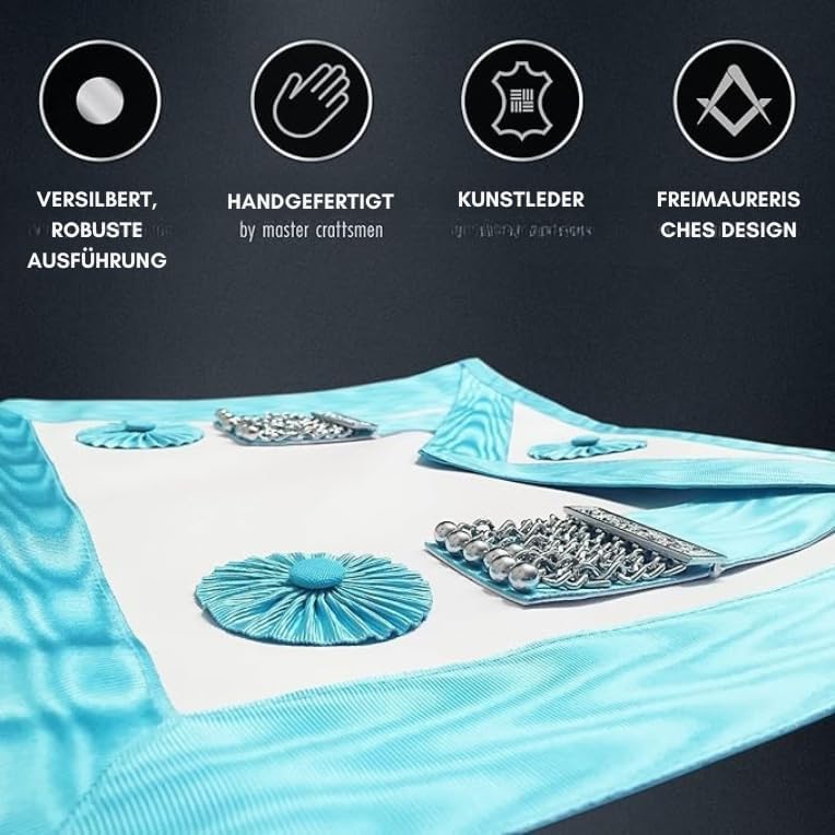 Masonic MM Handwerks-/Freimaurer-Schürze mit Insignien aus Kunstleder, hochwertig