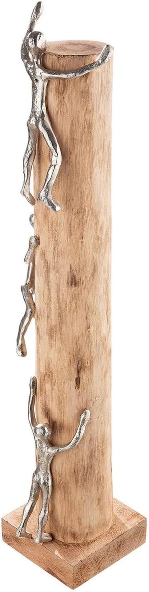 GILDE Deko Skupltur aus Holz/Aluminium - Kletterer - Bergsteiger - hoch hinaus - naturfarben- Höhe 5