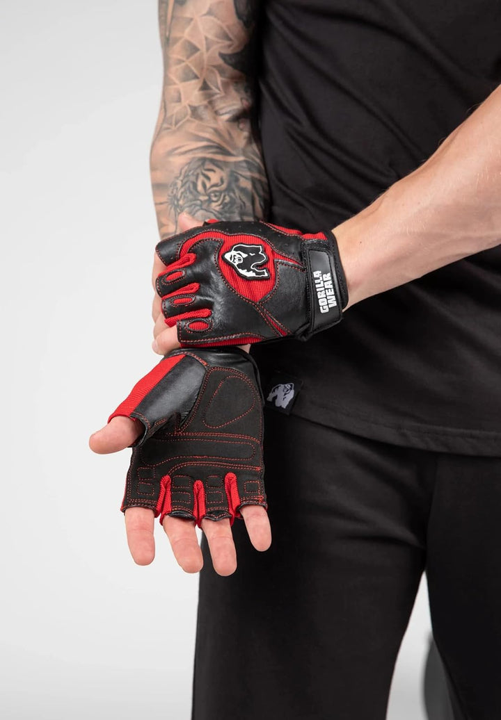 Gorilla Wear - Mitchell Training Gloves - Schwarz/Rot - Bodybuilding und Fitness Accessoires für Dam