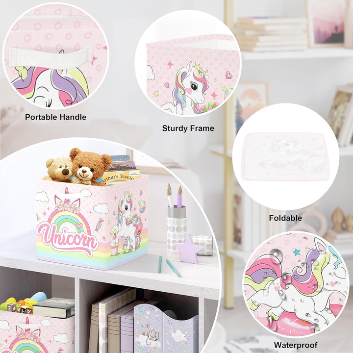 30cm Aufbewahrungsbox 3 Stück Einhorn Regenbogen Aufbewahrungskorb Kinder Faltbar Wolken Stern Aufbe