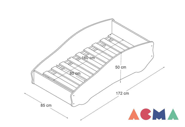Kinderbett Autobett Auto Junior mit Lattenrost und Matratze 140x70 160x80 180x80 ACMA (160x80, 1), 1