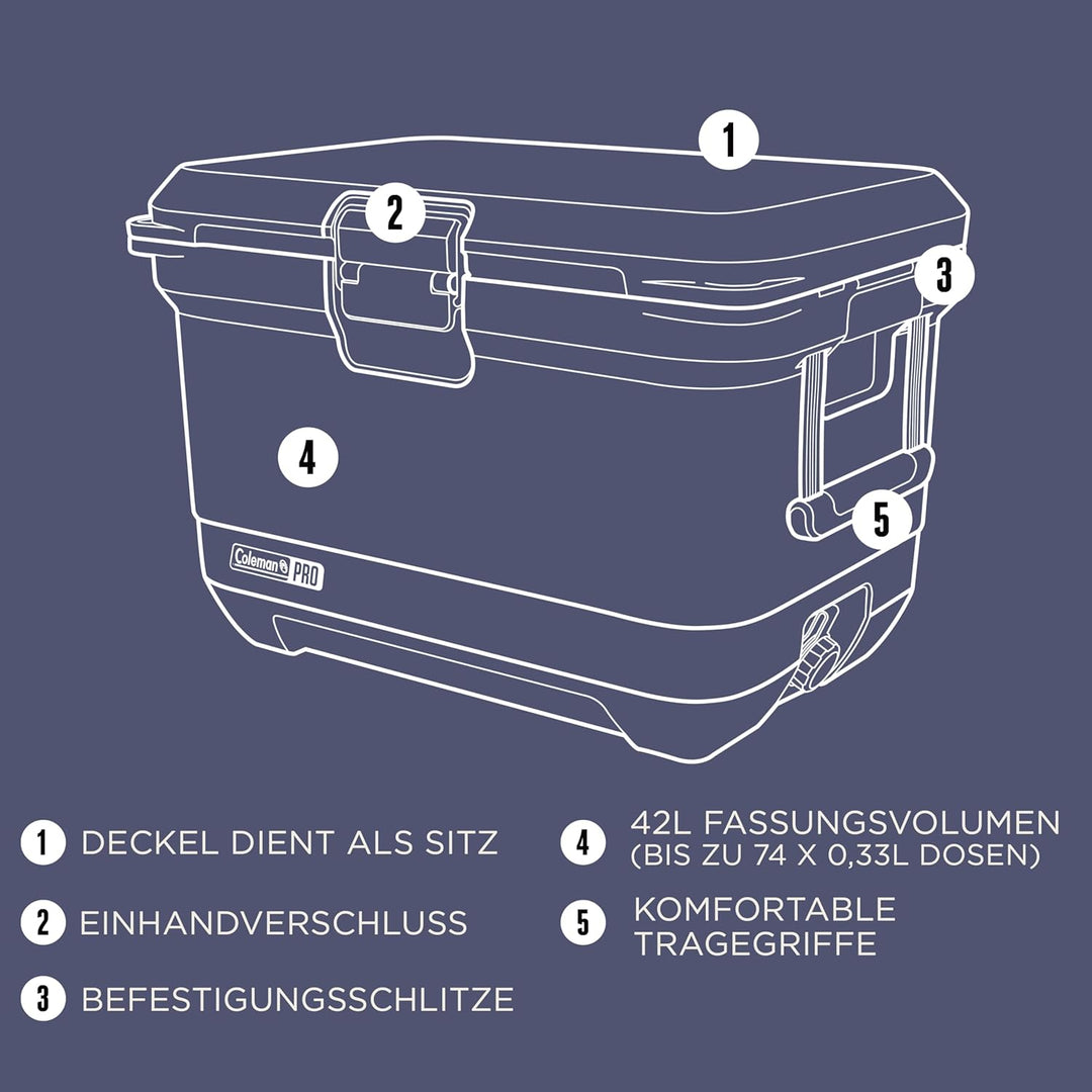 Coleman PRO Hochleistungs-Kühlbox | 24L - 52L Fassungsvermögen | Hält EIS bis zu 5 Tage lang | Volls