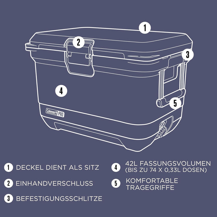 Coleman PRO Hochleistungs-Kühlbox | 24L - 52L Fassungsvermögen | Hält EIS bis zu 5 Tage lang | Volls