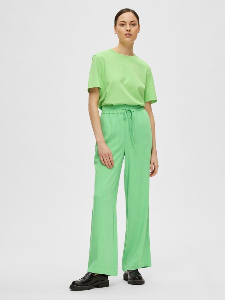 MAMALICIOUS Damen Slfviva-gulia Hw Long Linen Pant Noos 34 Absinthe Green, 34 Absinthe Green