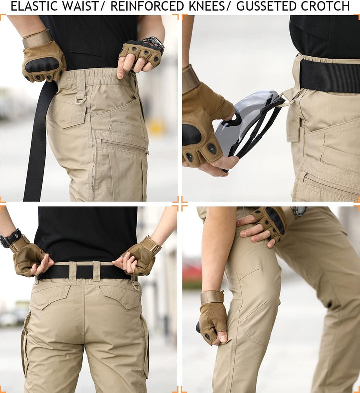 CARWORNIC Herren Taktische Hose wasserdichte Cargo Hose Militär Outdoorhose 30W / 32L Schwarz, 30W /