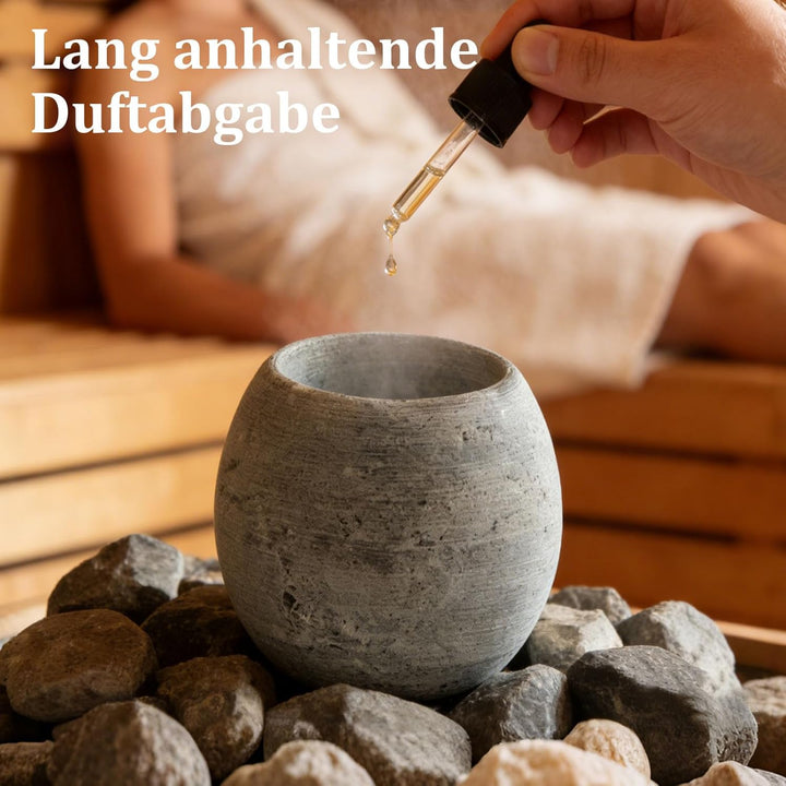 Sauna Verdampferschale aus robustem Granit, Emittiert bei Erwärmung für Mentholkristalle und Saunaöl