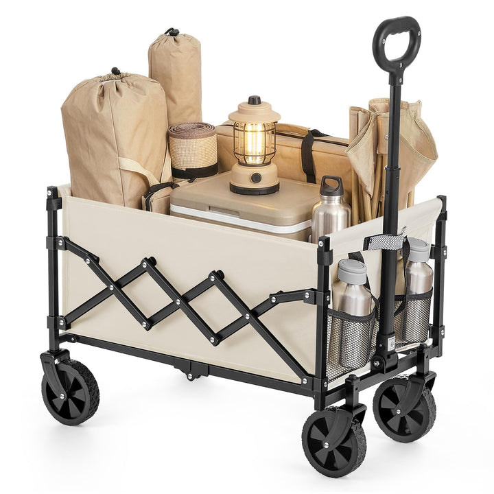SONGMICS Kleiner Handwagen faltbar, Gartenwagen, kompakt, mit Griff | Mit 4 verstärkten Rollen, davo