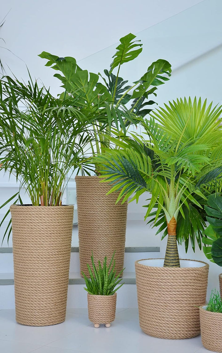 KORAD Pflanzentopf/Übertopf 32 hoch Stil Boho EKO Natural, geflochtene Juteschnur, Graskorb, Jute, E