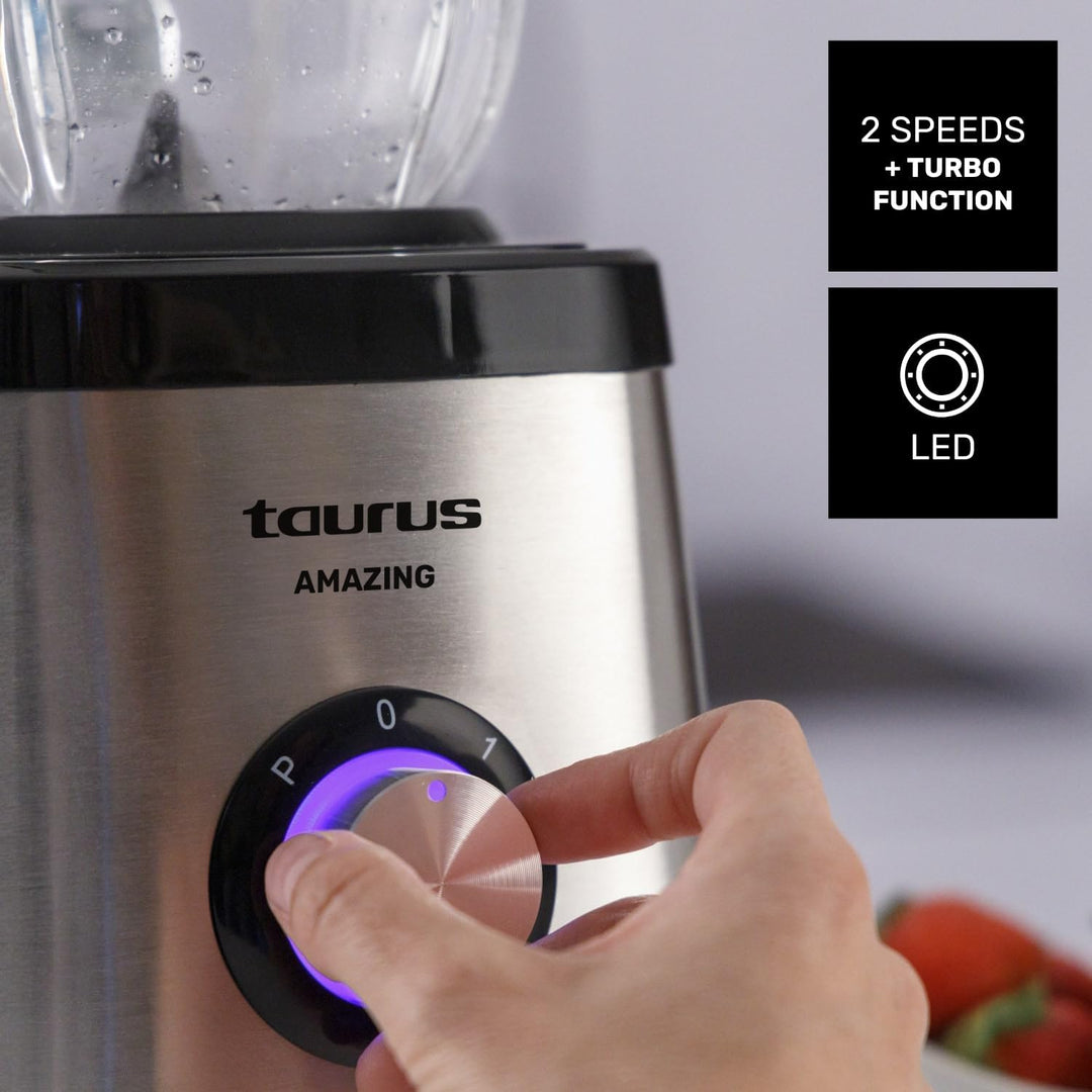 Taurus Standmixer AMAZING | 1500W | 1,5L Fassungsvermögen | 4 Klingen aus rostfreiem Edelstahl | 2 G