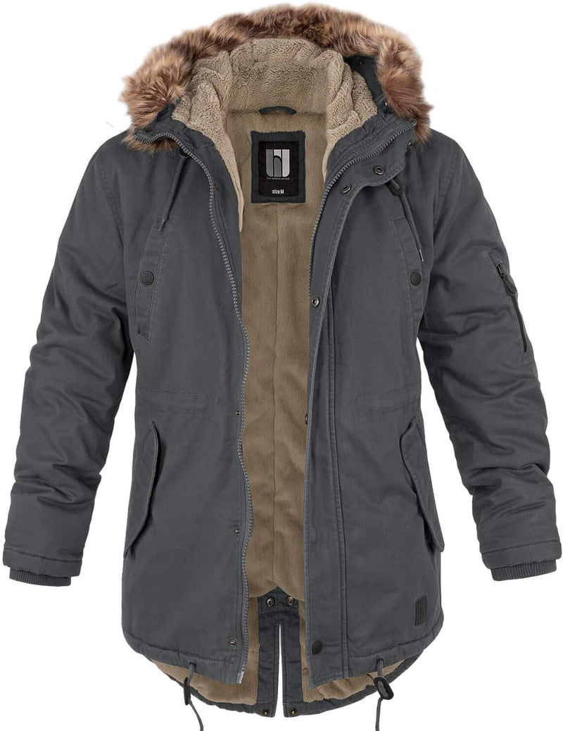 bw-online-shop Winterparka Fishtail mit Futter Herren Parka Jacke L Anthrazit, L Anthrazit