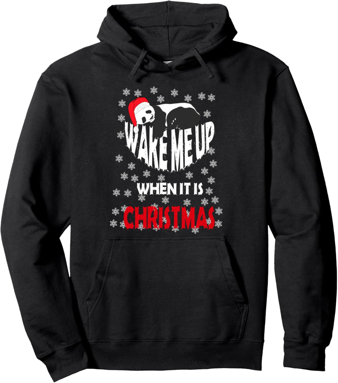 Wake me up When It`s Christmas Panda Bär Bear Xmas Party Pullover Hoodie