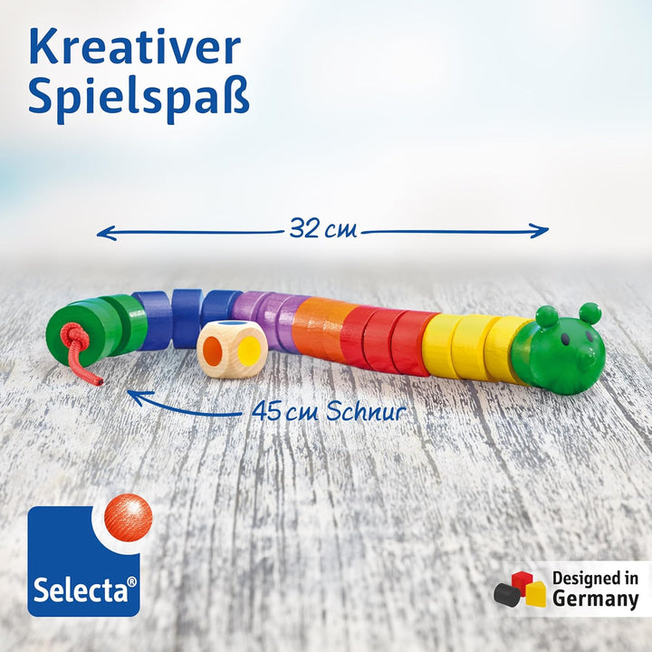 Selecta 63005 Fädelraupe, Würfel- und Fädelspiel,3 Jahre to 6 Jahre, mehrfarbig