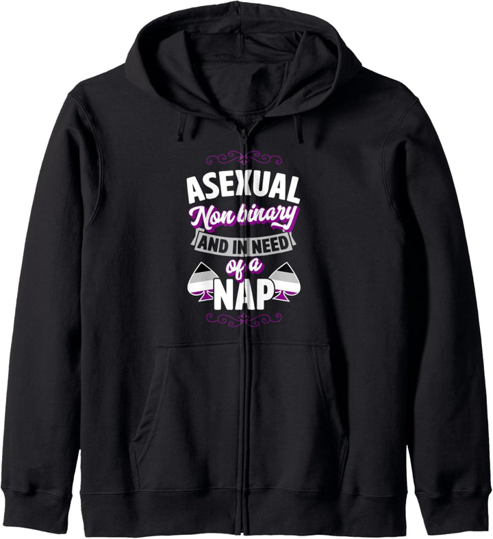 Asexuell nichtbinär und brauche ein Nickerchen Lustiger Ace Pride-Stil Kapuzenjacke