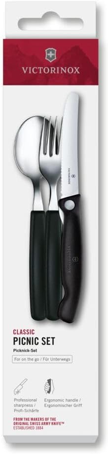 Victorinox Classic, Profi Tafelbesteck, 3-teilig, Extra Scharfe Klinge, Wellenschliff, 11 cm, Rostfr