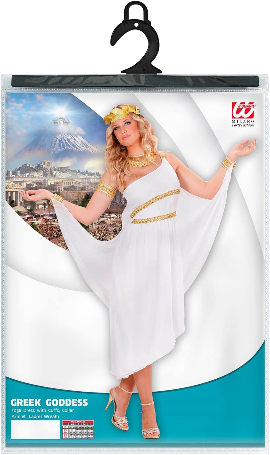 "GREEK GODDESS" (toga dress with cuffs, collar, armlet, head wreath) - (L), L